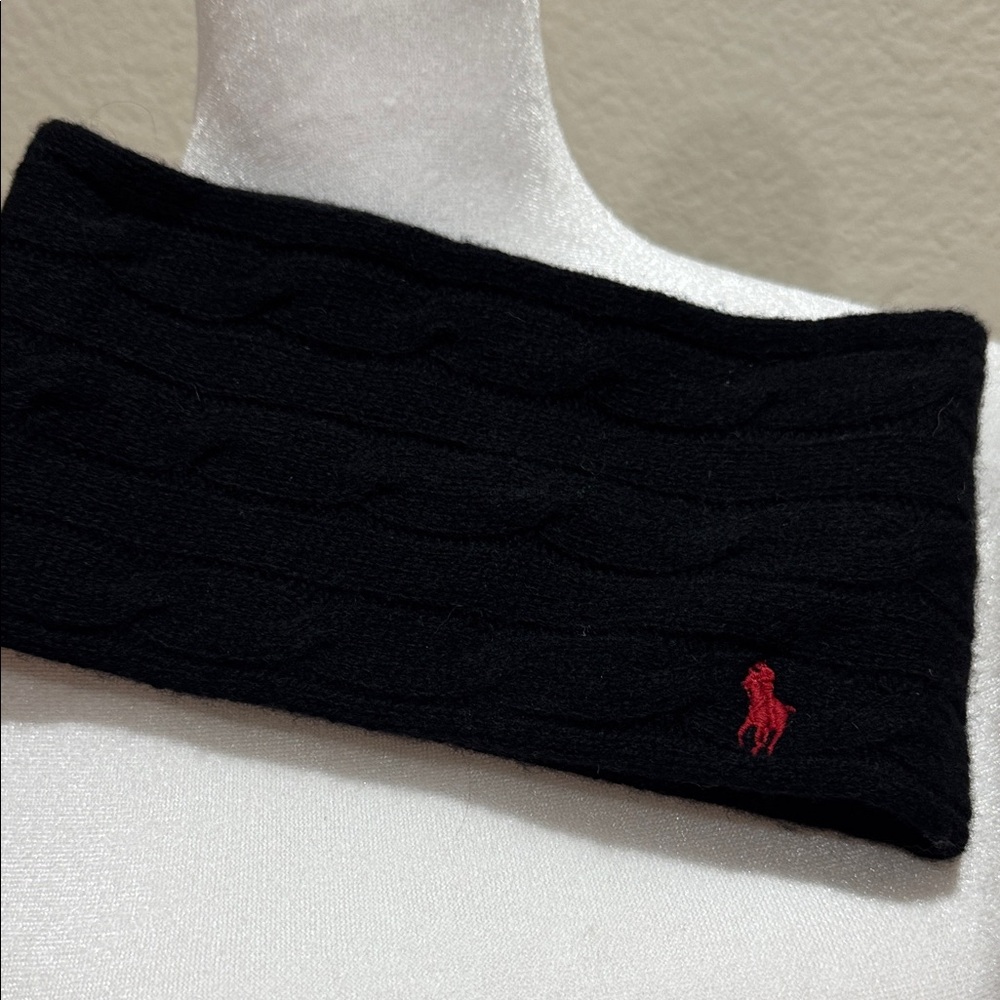 Polo Ralph Lauren Black Headband with Red Logo
